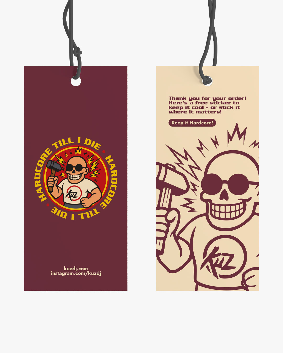 T-Shirt "Hardcore Till I Die" Kuz - Bordeaux - immagine 3